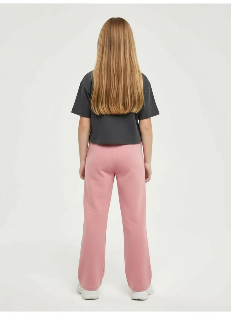 victor and jane Girls 2 Pc Set Street Spirit Printed T-Shirt & Pants Set – Black & Pink